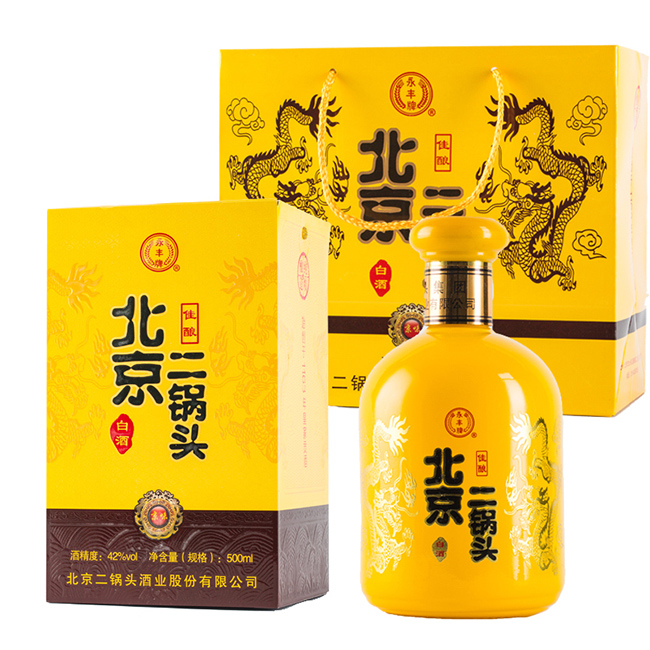 永豐北京二鍋頭佳釀黃龍42度500ml清香型